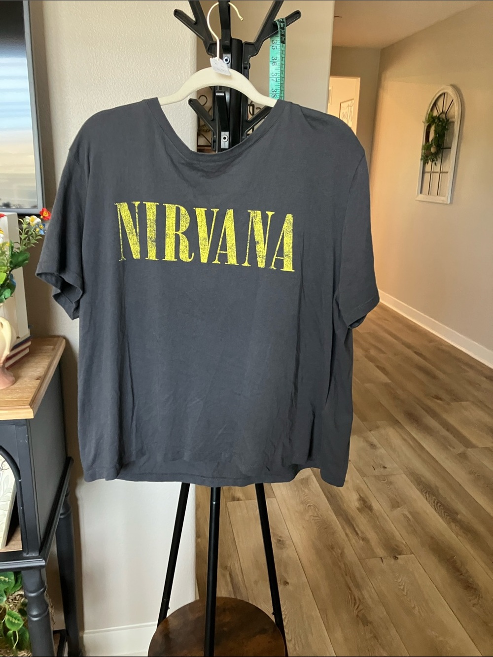 NIRVANA grey 
Tee with Yellow Logo